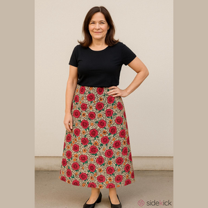 Chances R Vintage Floral Leopard Maxi Skirt Boho Fall Statement Large Edgy Roses